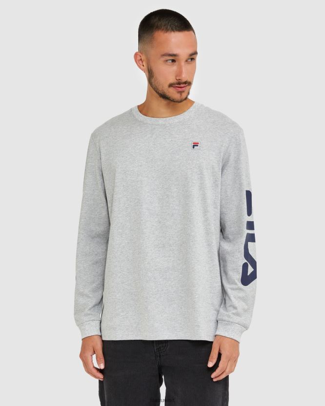 تي شيرت كلاسيكي بأكمام طويلة للرجال من Silver Marle Fila BX00H42501 مارل فضي FILA