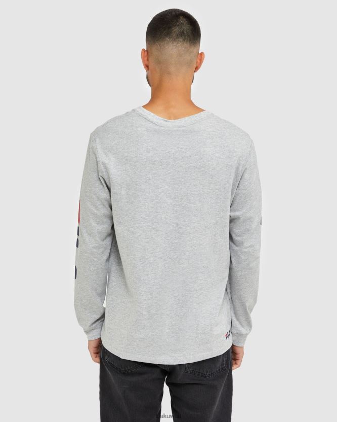 تي شيرت كلاسيكي بأكمام طويلة للرجال من Silver Marle Fila BX00H42501 مارل فضي FILA
