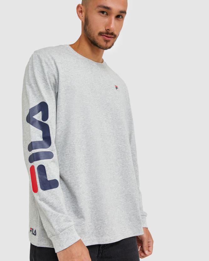 تي شيرت كلاسيكي بأكمام طويلة للرجال من Silver Marle Fila BX00H42501 مارل فضي FILA