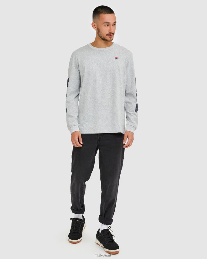 تي شيرت كلاسيكي بأكمام طويلة للرجال من Silver Marle Fila BX00H42501 مارل فضي FILA