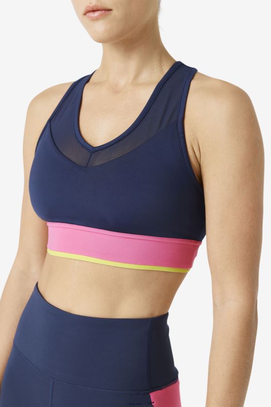 حمالة صدر Uplift Racerback باللون الأزرق الداكن/الأزالية/الكبريت فيلا BX00H41805 البحرية / الأزالية / الكبريت FILA