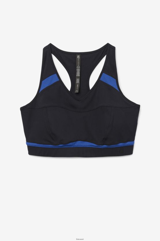 حمالة صدر رياضية من Uplift Racerback باللون الأسود/الفاوانيا البحرية BX00H41838 الفاوانيا الأسود/البحرية FILA