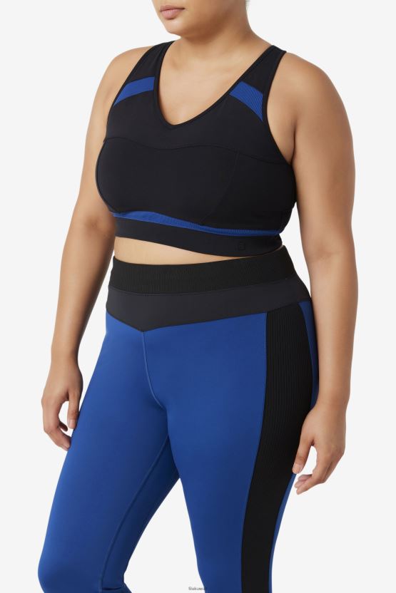 حمالة صدر رياضية من Uplift Racerback باللون الأسود/الفاوانيا البحرية BX00H41838 الفاوانيا الأسود/البحرية FILA