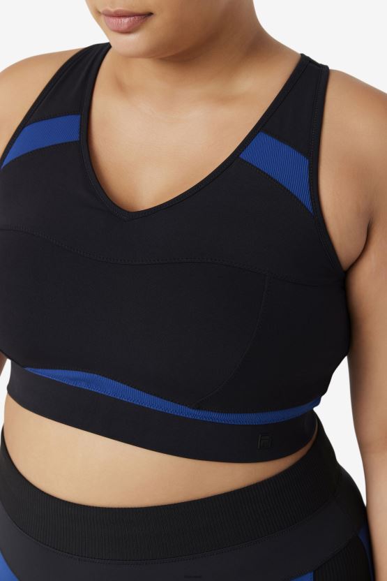 حمالة صدر رياضية من Uplift Racerback باللون الأسود/الفاوانيا البحرية BX00H41838 الفاوانيا الأسود/البحرية FILA