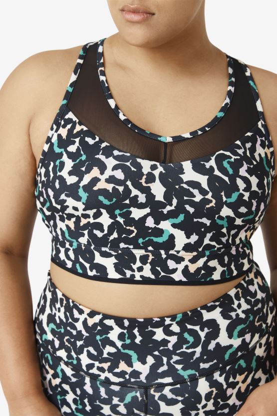 حمالة صدر من Uplift Racerback باللون الأسود بطبعة حيوانية BX00H41853 طباعة حيوانية سوداء FILA