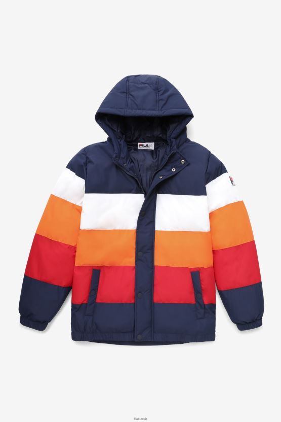 سترة جيوفاني بوفا فيلا peacoat/أبيض/برتقالي شمسي/أحمر BX00H4782 معطف طاووس / أبيض / برتقالي شمسي / أحمر FILA