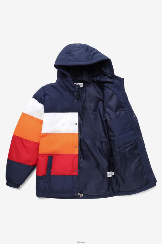 سترة جيوفاني بوفا فيلا peacoat/أبيض/برتقالي شمسي/أحمر BX00H4782 معطف طاووس / أبيض / برتقالي شمسي / أحمر FILA
